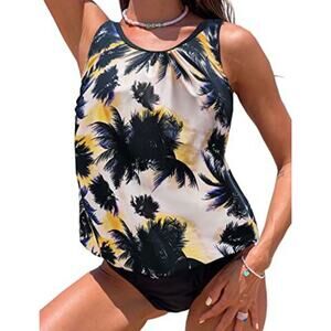BIKINX Tankini Swimsuits Women Modest Two Piece XL New Black Multi